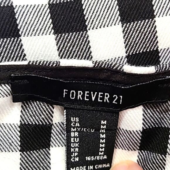 Forever 21 Mini-Dress, Black & White Check, Zipper down Front, Size Medium, NWT - Picture 5 of 8